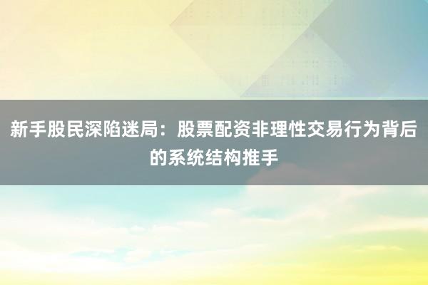 新手股民深陷迷局：股票配资非理性交易行为背后的系统结构推手
