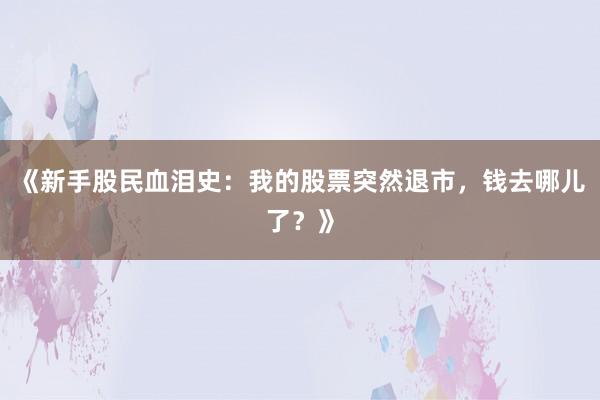 《新手股民血泪史：我的股票突然退市，钱去哪儿了？》