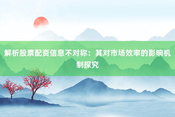 解析股票配资信息不对称：其对市场效率的影响机制探究