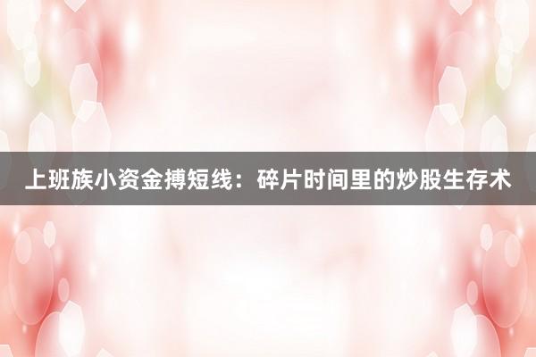 上班族小资金搏短线：碎片时间里的炒股生存术