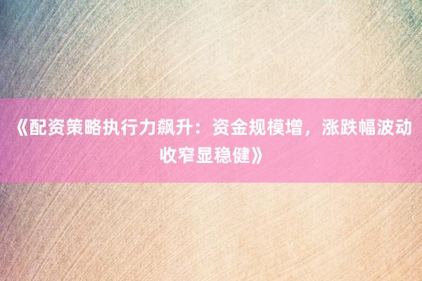 《配资策略执行力飙升：资金规模增，涨跌幅波动收窄显稳健》